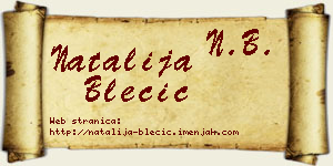 Natalija Blečić vizit kartica